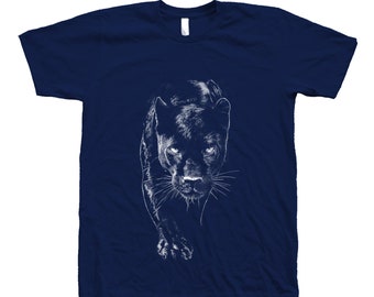Panther Shirt, Mens Tshirt, Unisex Tshirt, Crew Neck, Cotton T-shirt, Black Tee, Cat Tshirt, Animal Print Tshirt