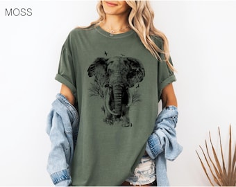 Elephant Tshirt, Comfort Colors® T shirt, Unisex T-shirt, Women's T-shirt, Animal Shirt, Nature T-shirt, Retro T-shirt, 100% Cotton