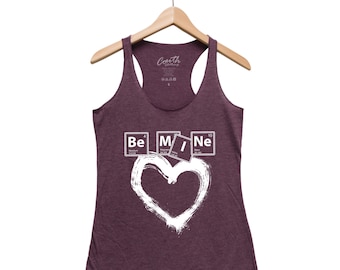 VALENTINES DAY Women Tank Top, Be Mine Tank Top, Graphic Tee, Gift for Girlfriend, Triblend Racerback Tank Top, Hand Screen Print, Cute Top