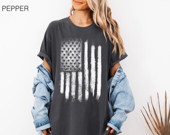 American Flag T shirt, Comfort Colors® Unisex T-shirt, Women's T-shirt, 4th of July Shirt, America Shirt, Retro T-shirt, 100% Cotton