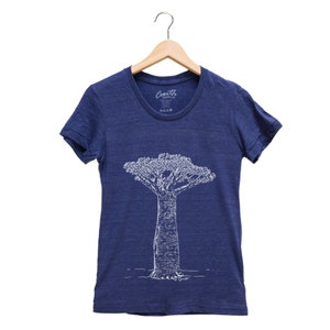 Women Junior Tshirt, Baobab Tree Shirt, Gift for Women, Shirt for Women, Tree T-shirt, Nature Shirt, Graphic Tee, Shirt with Tree Navy