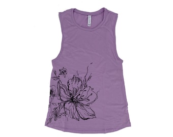 Flower Tank Top for Women Muscle Tee Floral Shirt Gift for Her Azalea Shirt Summer Shirt Nature Tank Top Gift for Friend Birthday