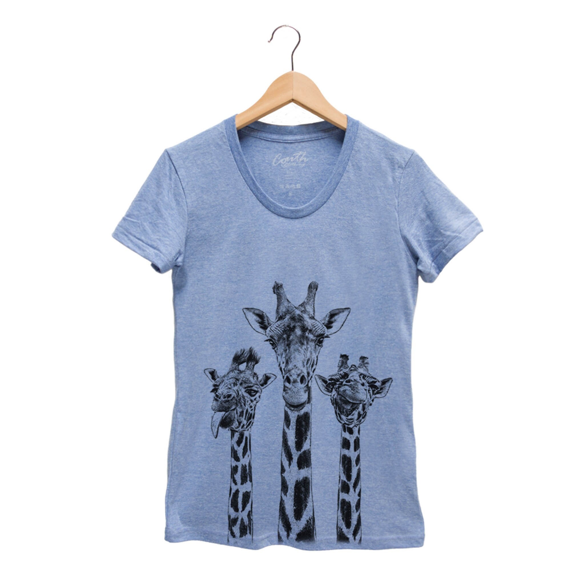 Women Tops Animal Giraffe Print T Shirts Base V-Neck Short Sleeve
