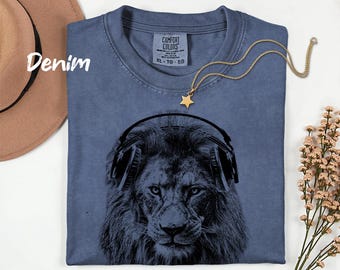 Hand Screen Printed Lion Comfort Colors T-Shirt - Animal Lover Gift
