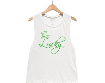 Tank Top for Women, St Patricks Day Shirt, Lucky, St Paddy Day Shirt, Irish shirt, Four Leaf Clover, Shamrock Shirt, Irish shirt