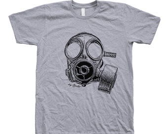Mens  Tshirt, Unisex Tshirt, Vintage Gas Mask, Crew Neck Tshirt, Steampunk, Funny Shirt, Military Shirt, Birthday Gift, Graphic Tee