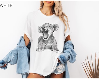 Lion Cub Comfort Colors® T shirt, Unisex T-shirt, Women's T-shirt, Cute Animal Shirt, Baby Animal T-shirt, Retro T-shirt, 100% Cotton