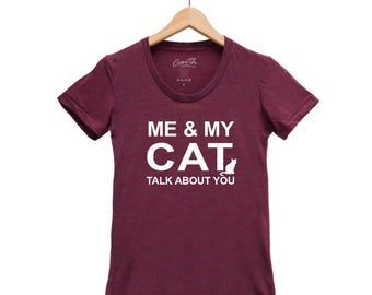 Cat Lover Shirt, Womens Junior Tshirt, Kitten Shirt, Cute Animal Print Tee, Graphic Tee, Cat Lover Gift
