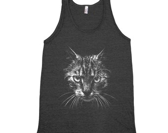 Cat Tank Top, Mens Shirt, Unisex Tank Top, Graphic Tee, Screen Print, Crew Neck, Animal Shirt, Mens Tank Topp, Birthday Gift