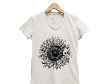 SUNFLOWER Tshirt, Womens Junior Shirt, Flower Tshirt, Flower Shirt, Nature Shirt, Sunflower Shirt, Gift for Her, Floral Shirt