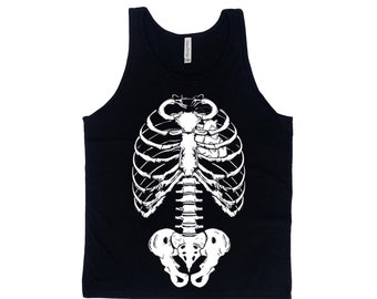 Men Tank Top, Halloween Shirt, Skeleton Tank Top, Gothic Women Tank Top, Unisex Tank Top, Mens Shirt. Halloween Costume, Funny Halloween Tee