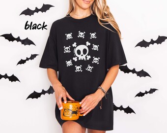 Comfort Colors Halloween T-Shirt: Skull Ghost Graphic Tee