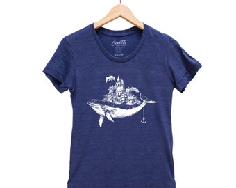 Whale Graphic Tee: Women's Tri-Blend Junior Fit T-Shirt