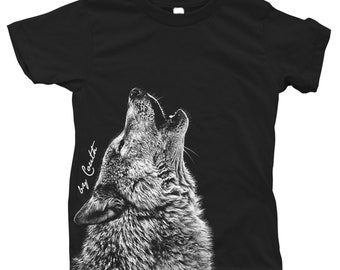 Wolf Tshirt, Boys Tshirt, Girls Tshirt, Birthday Gift, Cotton T-shirt, Cute Animal Print, Animal T-shirt, Toddler Shirt, Baby Tshirt
