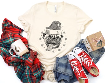 Christmas Shirt, Pug Shirt, Santa Shirt, Christmas Gift, Christmas Tshirt, Funny Shirt, Holiday Gift, Graphic Tee