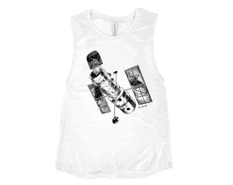 NASA Tank Top for Women Hubble Telescope Shirt Gift for Her Summer Racerback Tank Top Cute Screenprint Top for Girl Birthday Graphic Tee