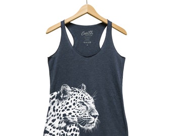 Leopard Tank Top, Women Tank Top, Animal Print, Cute Print, Black Tank Top, Cat Shirt, Racerback, Cat Lover Gift, Nature Shirt, Summer Shirt