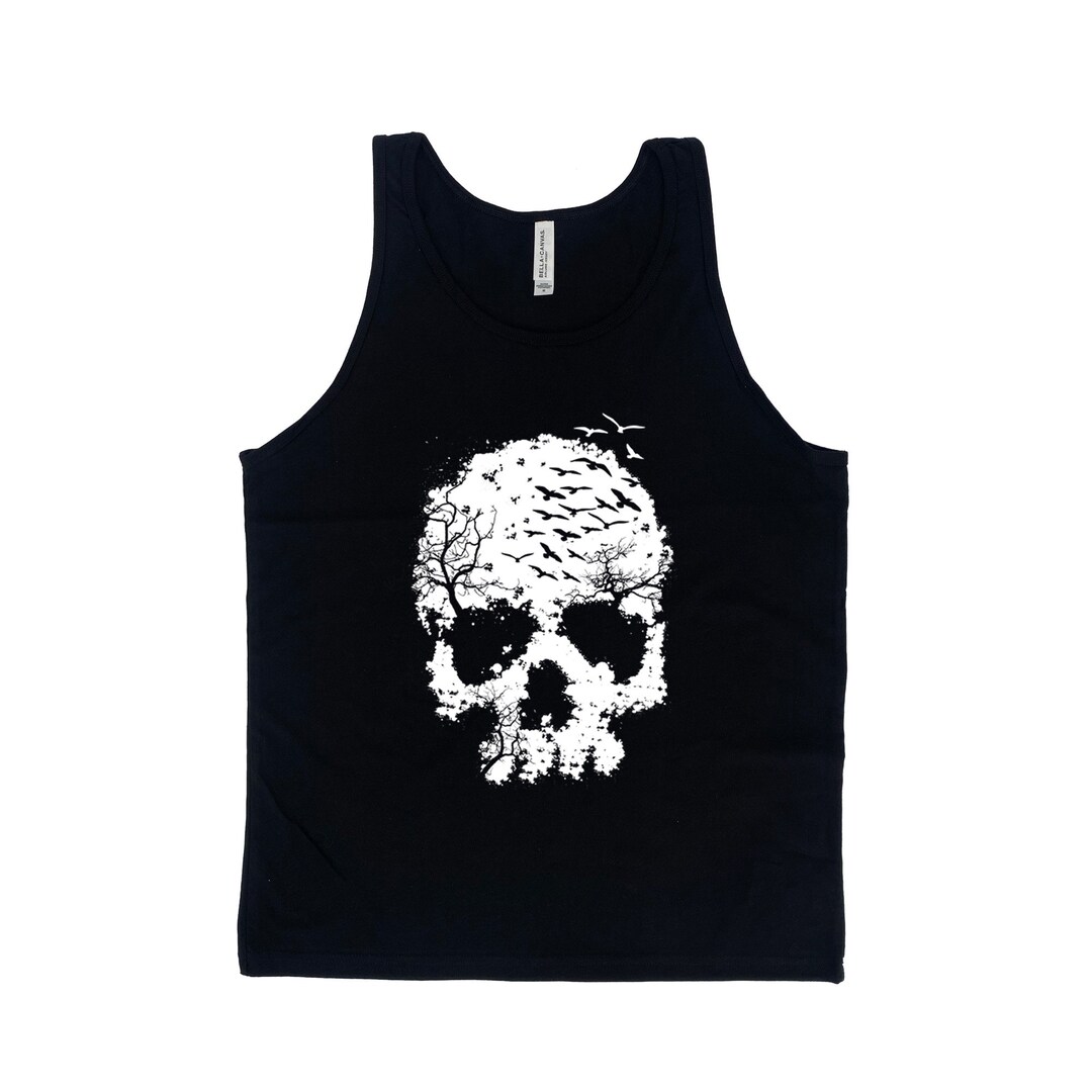 Halloween Skull Tank Top: Gothic Bohemian Cotton Men's Unisex