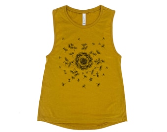 Flower Tank Top for Women Muscle Tee Floral Shirt Gift for Her Dandelion Shirt Summer Shirt Nature Tank Top Gift for Friend Birthday