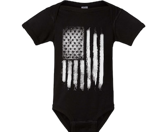 American Flag One Piece, Baby Shirt, Screen Print, Baby Boy, Baby Girl, Baby Shower, Graphic Tee, Children Shirt