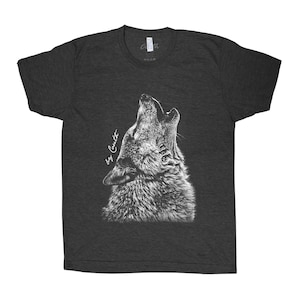Camiseta WOLF, camiseta para hombre, camiseta unisex, lobo aullando, estampado animal, serigrafía, cuello redondo, camiseta negra, camiseta triblend, Wolfpack