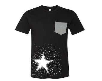 Star T-shirt, Men's T-shirt, Space Shirt, Unisex T-shirt, Screen Print, Crew Neck, 100% Cotton, Pocket T-shirt, Short Sleeve, Nature Tshirt