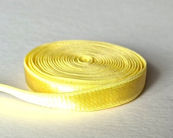 Bra Strap Elastic. Satin Semi Sheen - Plush Back.  10mm | 3/8 inch.  Lemon Yellow