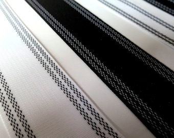 Hemline. Straight Petersham. 38mm Width. Black & White Colours