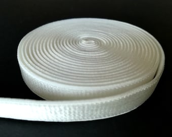 Elástico Plegable. Semi Brillo Satinado. 16mm / 5/8 Pulgadas De Ancho. Color Blanco