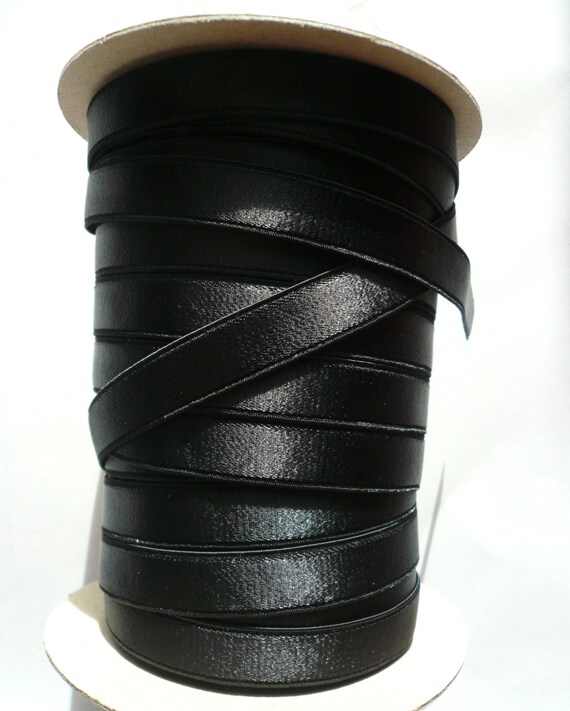 Plush Back 12mm Black Original Satin Semi Sheen Strap Elastic Bra Making