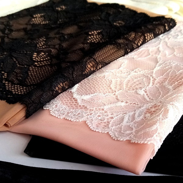 DIY Generic Knicker Making Kit. Stretch Mesh and Galloon Lace.