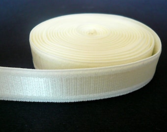 Bra Strap Elastic. Satin Semi Sheen. Plush Back Elastic. Ivory Colour - 13mm or 1/2 inch wide