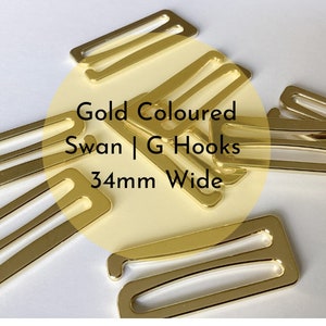 Bra /Lingerie Making. Gold Coloured Metal Swan Hooks/ G Hook. 34mm wide