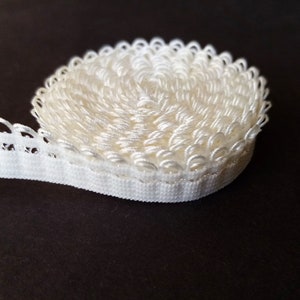 Bra and Knicker Making Trim. Looped Elastic. Ivory/ Cream Shade. 6 - 13mm wide.