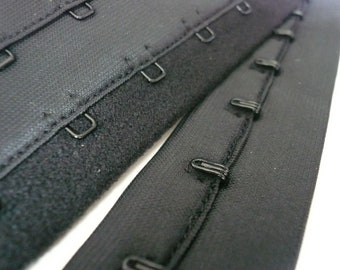 Continuous Hook and Eye Tape. 2 Rows of Eyes - 42mm Wide. Black Colour .  Sewing Craft