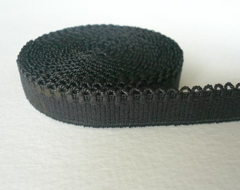 Bra Making/ Lingerie Elastic. 10mm | 1/2 Inch wide. Black Looped Elastic