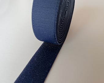 Bra Strap Elastic.  Satin Sheen - Plush Back.  16mm | 5/8 inch wide. Navy Blue