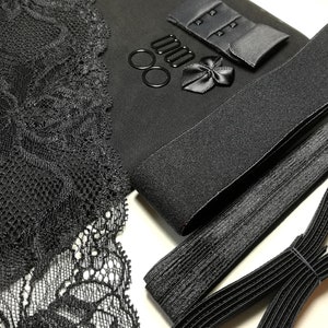 DIY Bralette Kit.  Inc Fabric and Notions - Jordy Bralette.  Black
