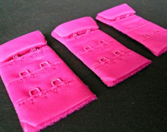 Bra / Lingerie Hooks and Eyes 28mm Wide. 2 x 3 rows.  Bright Pink/ Fuschia