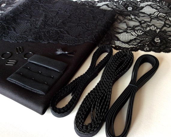 Buy DIY Bra Kit and / or Knicker Kit sold Separately . Black Lace and Scuba.  Inc Fabric and Notions Online in India 