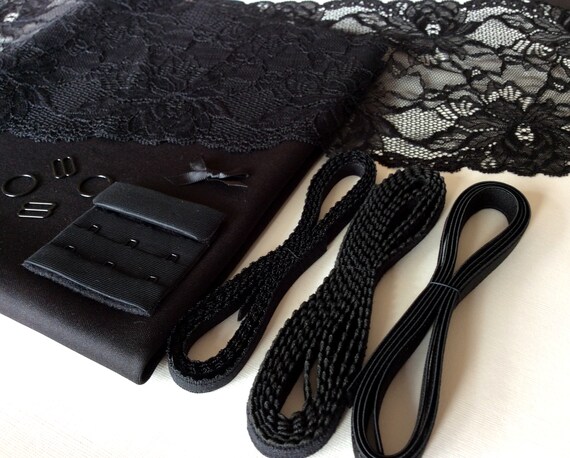 Kit de sujetador DIY y o kit de bragas se vende por separado. Encaje negro y buceo. Inc Tela y Nociones Etsy Espana