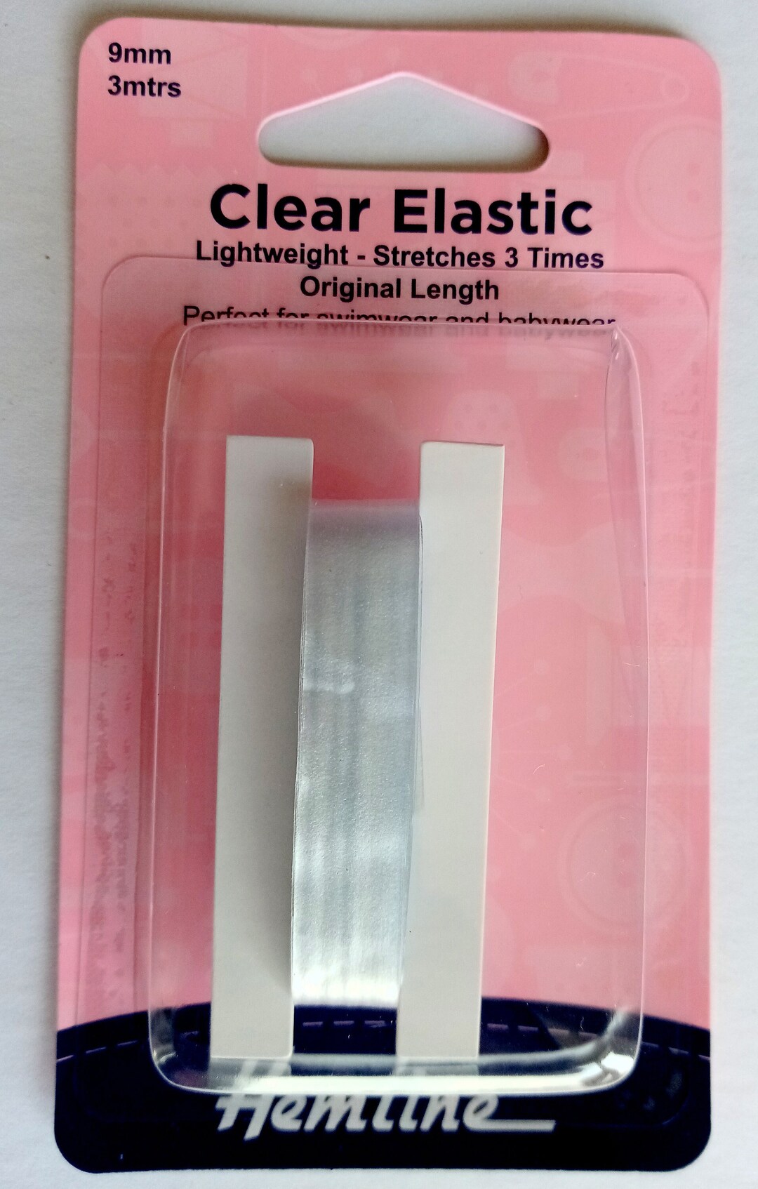Hemline. Light Weight Clear Swimwear Elastic. 9mm 3/8 Inch Wide. X 3