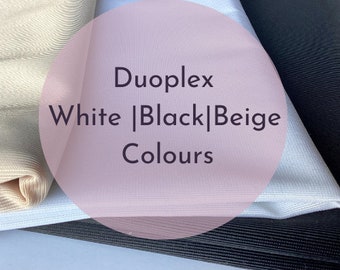 Duoplex. Low Stretch Bra Fabric. White  | Beige | Black. 58-60″ (147-150 cm) Wide