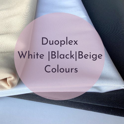 Duoplex. Low Stretch Bra Fabric. White Beige Black. 5860 147150 Cm
