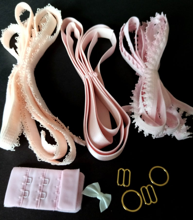 Bra/ Lingerie Elastic Kit with Hooks and Eye Sliders. Various Etsy