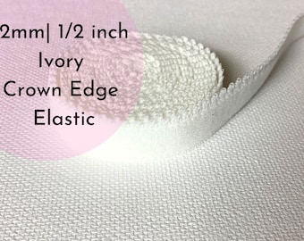 Bra/Lingerie Elastic. Scallop Edge. Plush Back.   12mm | 1/2 Inch Wide. Ivory Colour