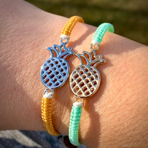 Gold or Silver Pineapple Handmade Macrame Adjustable Bracelets Pineapple Bracelet