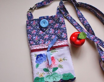 Blue Crossbody Phone Bag, Casino Purse, Small Traveling Wallet, Purse on a string