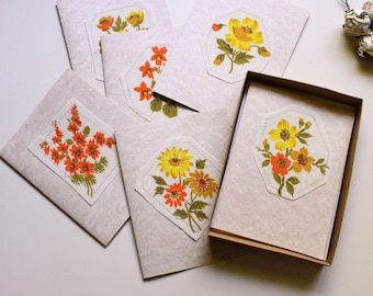 1960s floral note cards, one of a kind stationery, vintage style, personalized thank you notes, blank card box