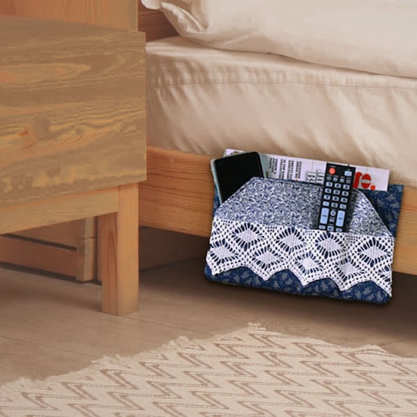Remote Bed Caddy in Dark Colors, Bed Pocket Organizer, Minimalist Home Decor, Fabric Remote Holder
